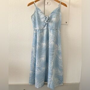 Mango Women Striped Lyocell Midi Dress - Light Blue White Tropical Print, Small